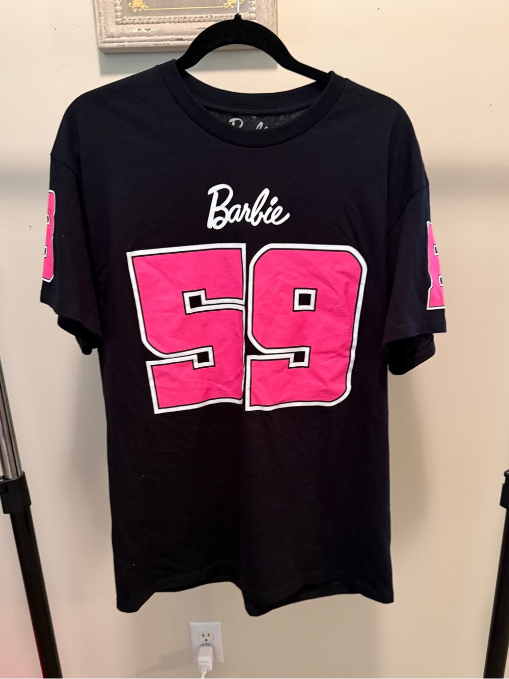 Barbie Black T‑Shirt with Hot Pink 59 Graphic